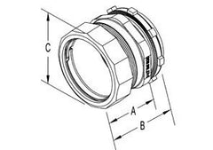 BRIDGEPORT Bridgeport 256-DCI2 Connector Compression Zinc Die Cast 105 Degree C Insulated Throat Size 2 1/2 Inch