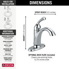 DELTA Delta 15999-DST Single Handle Centerset Bathroom Faucet in Chrome