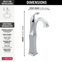DELTA FAUCET Delta 751-DST Single Handle Vessel Bathroom Faucet