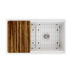 ELKAY Elkay SWUF13320CBWH 33 x 18-13/16 in. Fireclay Single Bowl Farmhouse Kitchen Sink Kit, White