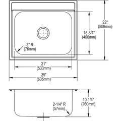 ELKAY Elkay ELUHAD281645 Lustertone Classic Stainless Steel, 30-1/2 x 18-1/2 x 4-3/8, Single Bowl Undermount ADA Sink