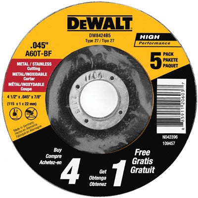 DEWALT Dewalt Accessories DW8424B5 Metal Cutting Wheel 5 Pack