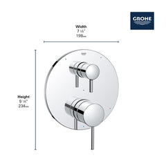 GROHE Grohe 29427000 Timeless Pressure Balance Valve Trim with 3-Way Diverter with Cartridge in Grohe Chrome