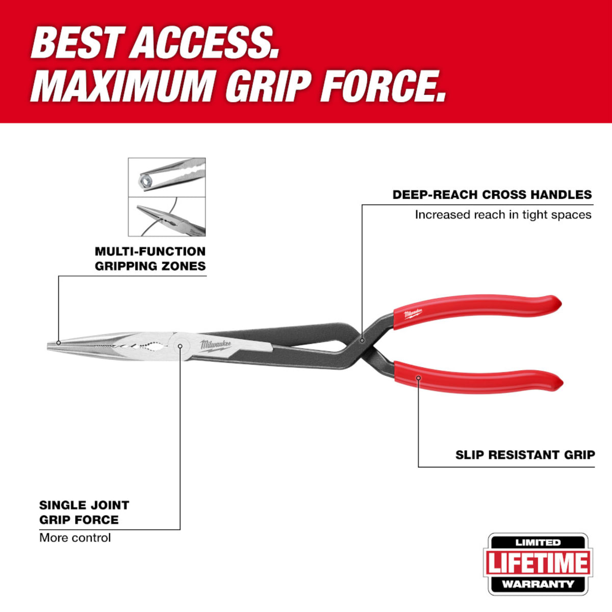 MILWAUKEE Milwaukee Tool 48-22-6542 2PC Long Reach Pliers Set