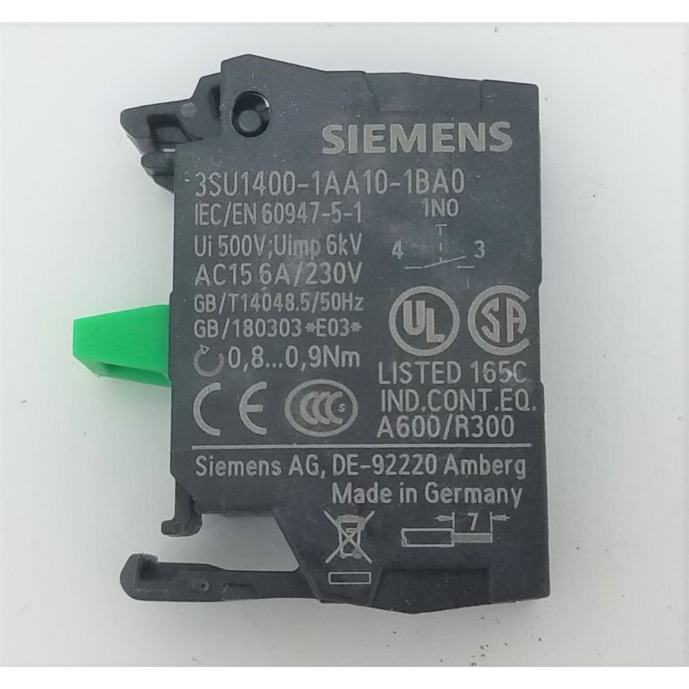 SIEMENS Siemens 3SU1400-2AA10-1BA0 Contact Block 1NO for Base Mounting