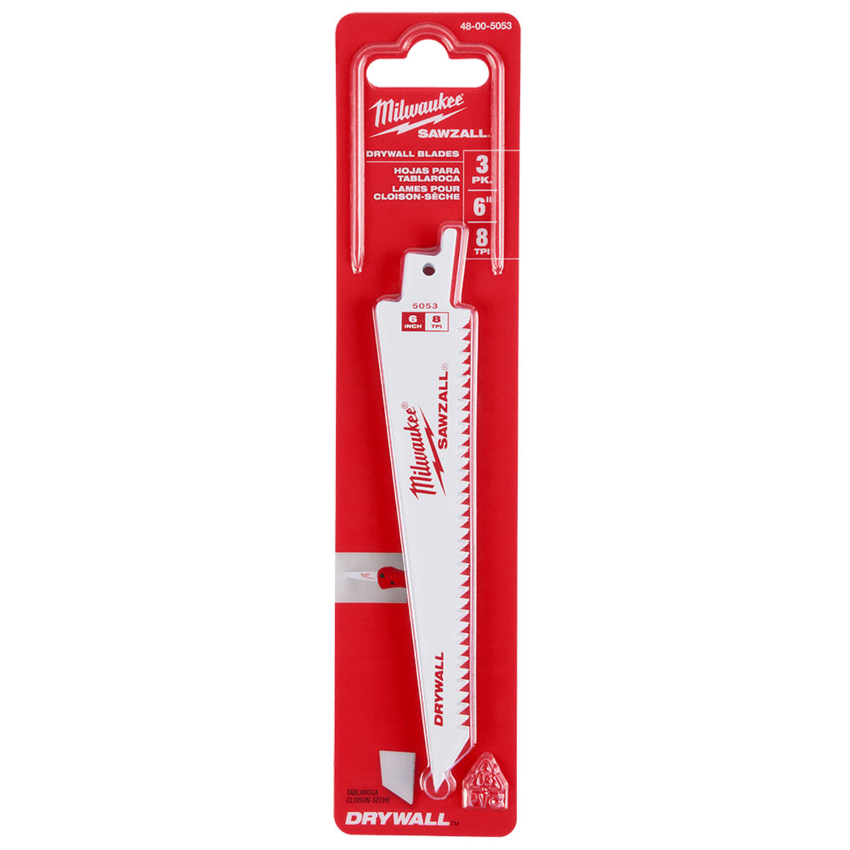 MILWAUKEE Milwaukee Tool 48-00-5053 6 8TPI Drywall SAWZALL Blades (3 pk)