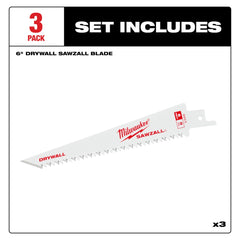 MILWAUKEE Milwaukee Tool 48-00-5053 6 8TPI Drywall SAWZALL Blades (3 pk)
