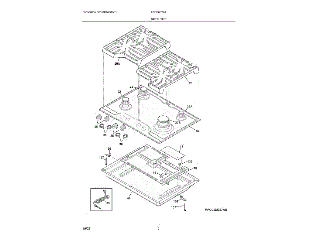 ELECTROLUX 5304533601 BURNERS, GRATES AND RADIANTS