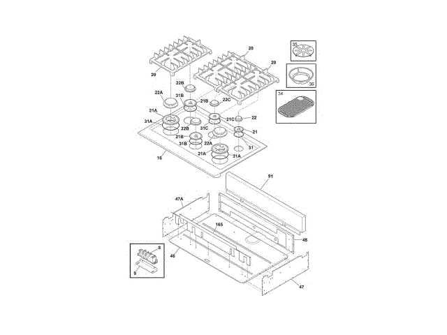 ELECTROLUX 318185234 WALL BRACKETS & PARTS