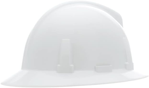 MSA SAFTEY MSA 475393 Topgard Full Brim Safety Hard Hat Fas-Trac III Ratchet Suspension Non-Slotted Polycarbonate Shell Standard Size White