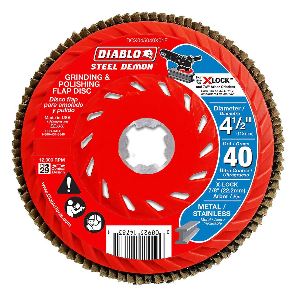 DIABLO Diablo DCX045040X01F Flap Disc 4.5 in Type 29 40 Grit X-lock