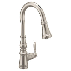 MOEN Moen S73004EVSRS Weymouth Single Handle Pull Down Touchless Kitchen Faucet with Voice Activation in Spot Resist Stainless