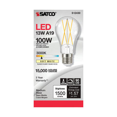 SATCO-NUVO Satco S12430 LED A19 Bulb 12.5 Watt Medium Base 3000K