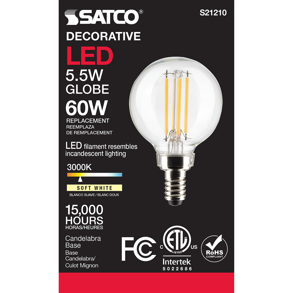 SATCO-NUVO Satco S21210 SATCO S21210 5.5G16.5/LED/CL/930/12