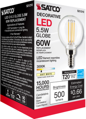 SATCO-NUVO Satco S21210 SATCO S21210 5.5G16.5/LED/CL/930/12
