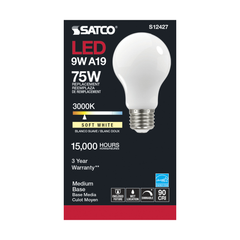 SATCO-NUVO Satco S12427 11 Watt LED A19 Soft White Medium Base 3000K
