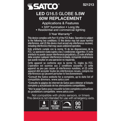 SATCO-NUVO Satco S21213 SATCO S21213 5.5G16.5/LED/WH/930/12