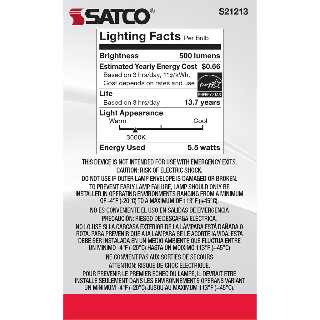 SATCO-NUVO Satco S21213 SATCO S21213 5.5G16.5/LED/WH/930/12