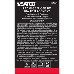 SATCO-NUVO Satco S21204 SATCO S21204 4G16.5/LED/CL/927/120V Replacement MPN
