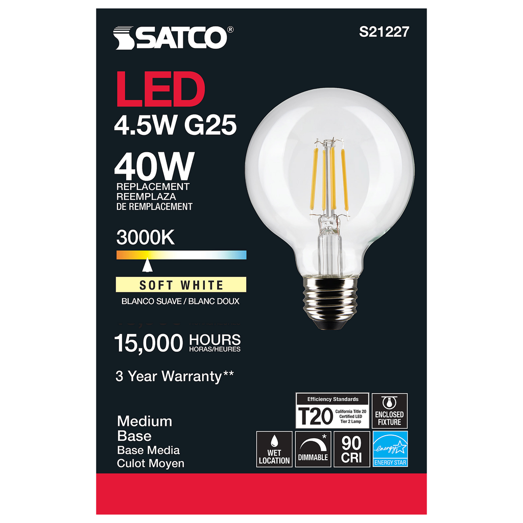 SATCO-NUVO Satco S21227 4.5G25/LED/CL/930/120V