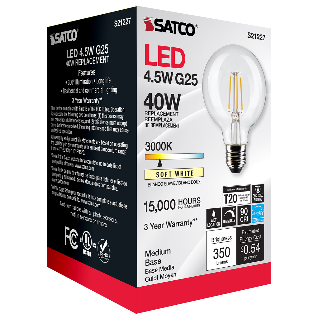 SATCO-NUVO Satco S21227 4.5G25/LED/CL/930/120V