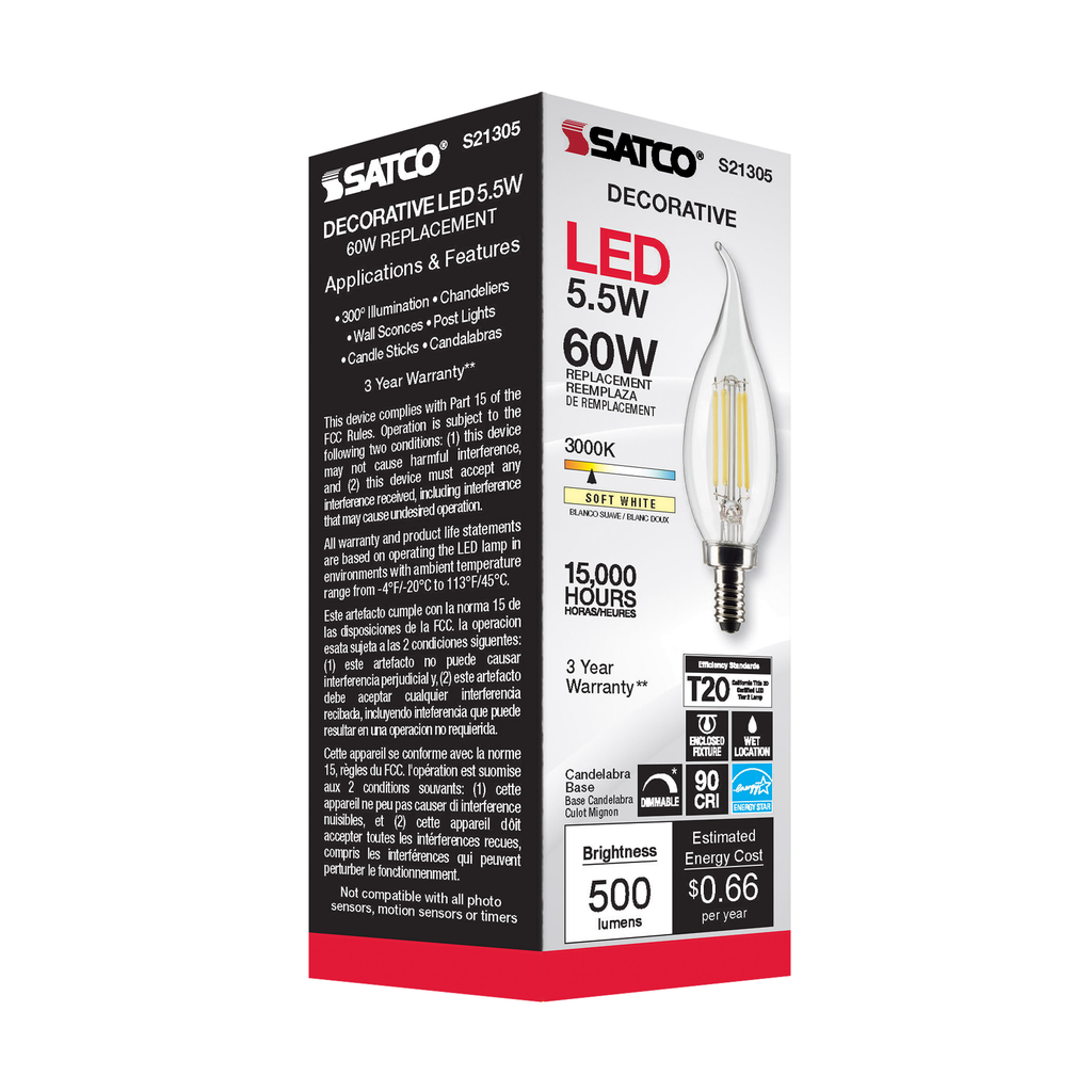 SATCO-NUVO Satco S21305 SATCO S21305 5.5CA11/LED/930/CL/120