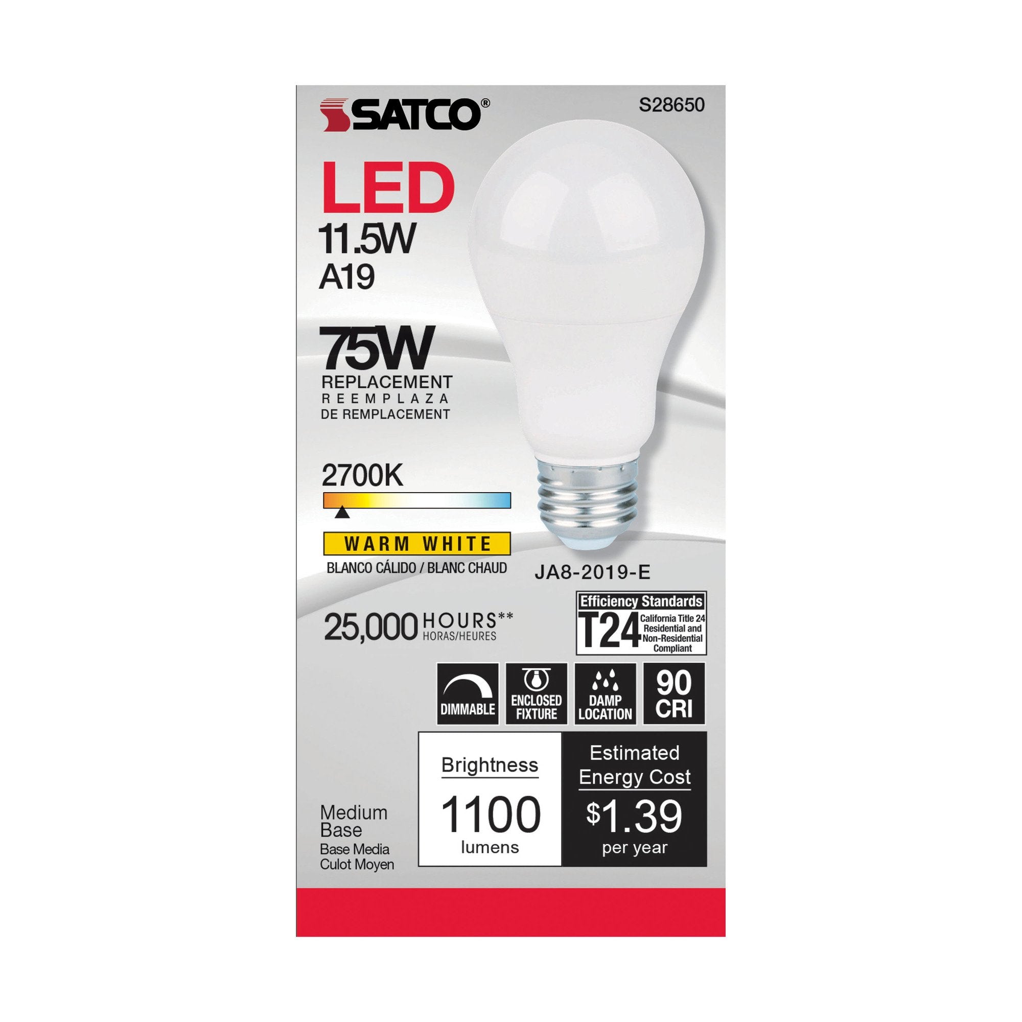SATCO-NUVO Satco S28650 11.5A19LED/927/120V