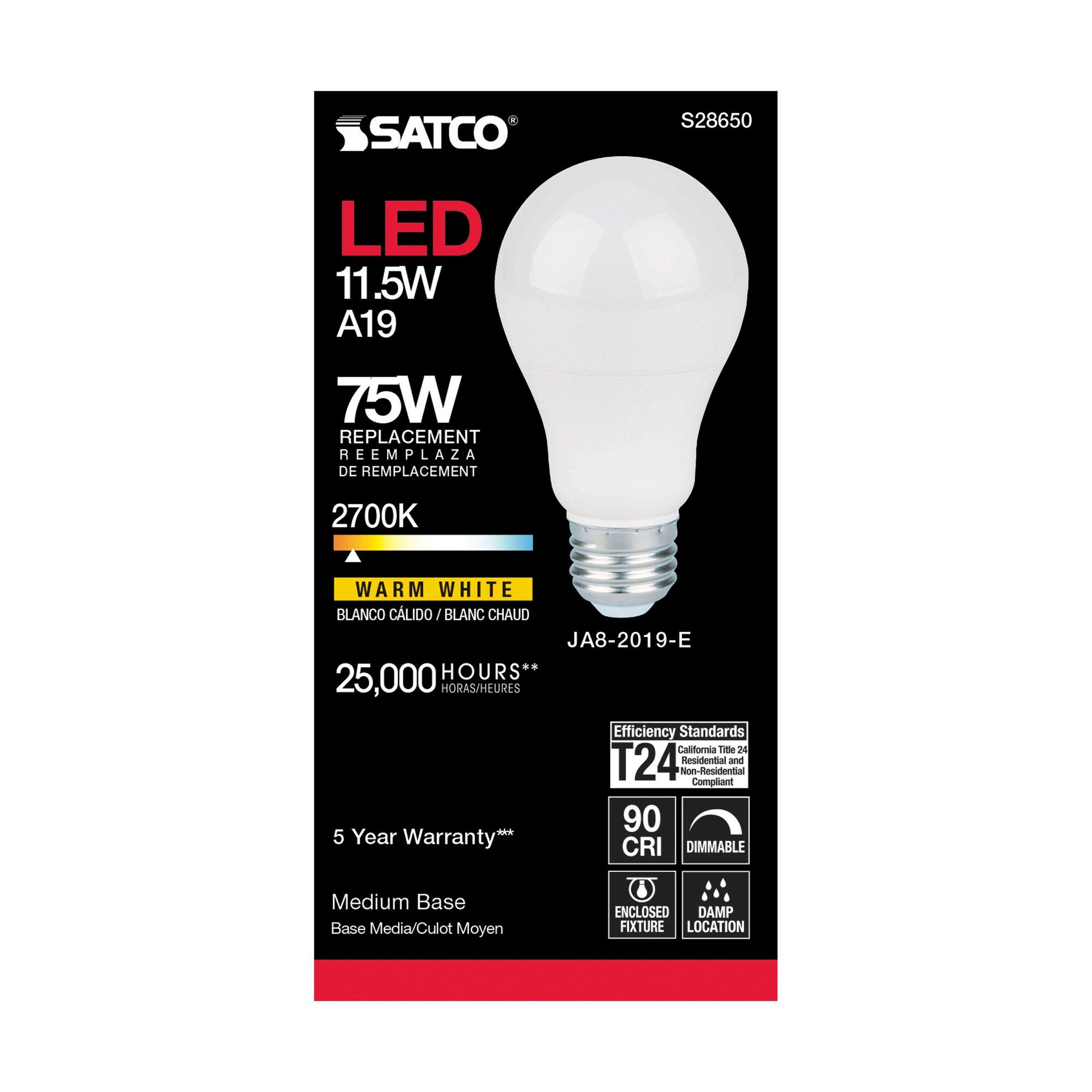 SATCO-NUVO Satco S28650 11.5A19LED/927/120V