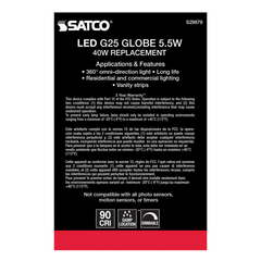 SATCO-NUVO Satco S29878 5.5 Watt G25 LED Clear Medium Base 2700K 500 Lumens 120 Volt