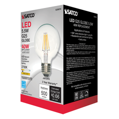 SATCO-NUVO Satco S29878 5.5 Watt G25 LED Clear Medium Base 2700K 500 Lumens 120 Volt