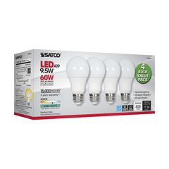 SATCO-NUVO Satco S29558 9.5 Watt A19 LED Frosted 4000K 4-Pack