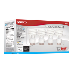 SATCO-NUVO Satco S6235 Compact Fluorescent Spiral Lamp 13 WTT 4-Bulb Value Pack