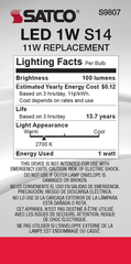 SATCO-NUVO Satco S9807 1 Watt LED S14 Clear Medium Base 2700K 120 Volt
