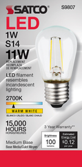 SATCO-NUVO Satco S9807 1 Watt LED S14 Clear Medium Base 2700K 120 Volt
