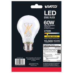 SATCO-NUVO Nuvo S8616 6.5 Watt A19 LED Clear Medium Base 2700K