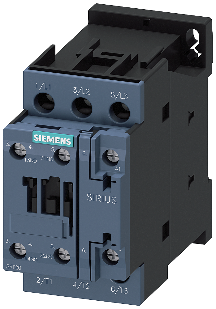 SIEMENS Siemens 3RT2026-1AC20 24 VAC 50/60 Hz 25 Amp 3-Pole 1NO 1NC Screw Terminal IEC Contactor