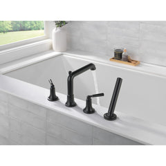 DELTA FAUCET Delta T4736-BL Roman Tub Trim with Hand Shower in Matte Black