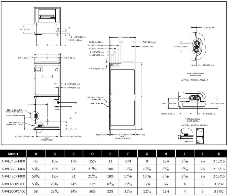 AMANA Amana AHVE48DP1400 AHVE Air Handler, Variable Speed ECM Motor, 4 Ton