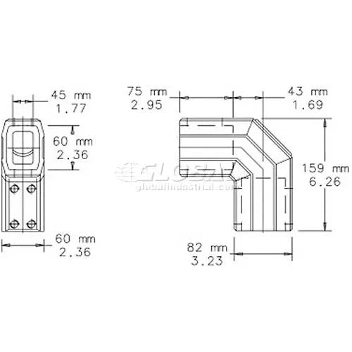 NVENT Hoffman CCS2EHDLG Elbow Heavy Duty Pendant Arm Fits 45x60mm Aluminum Light Gray