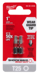 MILWAUKEE Milwaukee 48-32-4436 SHOCKWAVE T25 TORX 1 In. Insert Impact Screwdriver Bit (2-Pack)