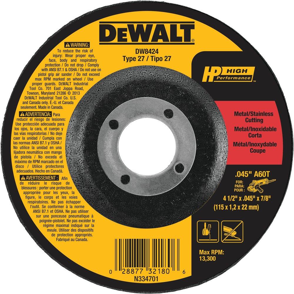 DEWALT DeWalt DW8424 HP Type 27 4-1/2 In. x 0.045 In. x 7/8 In. Metal Cutting Wheel