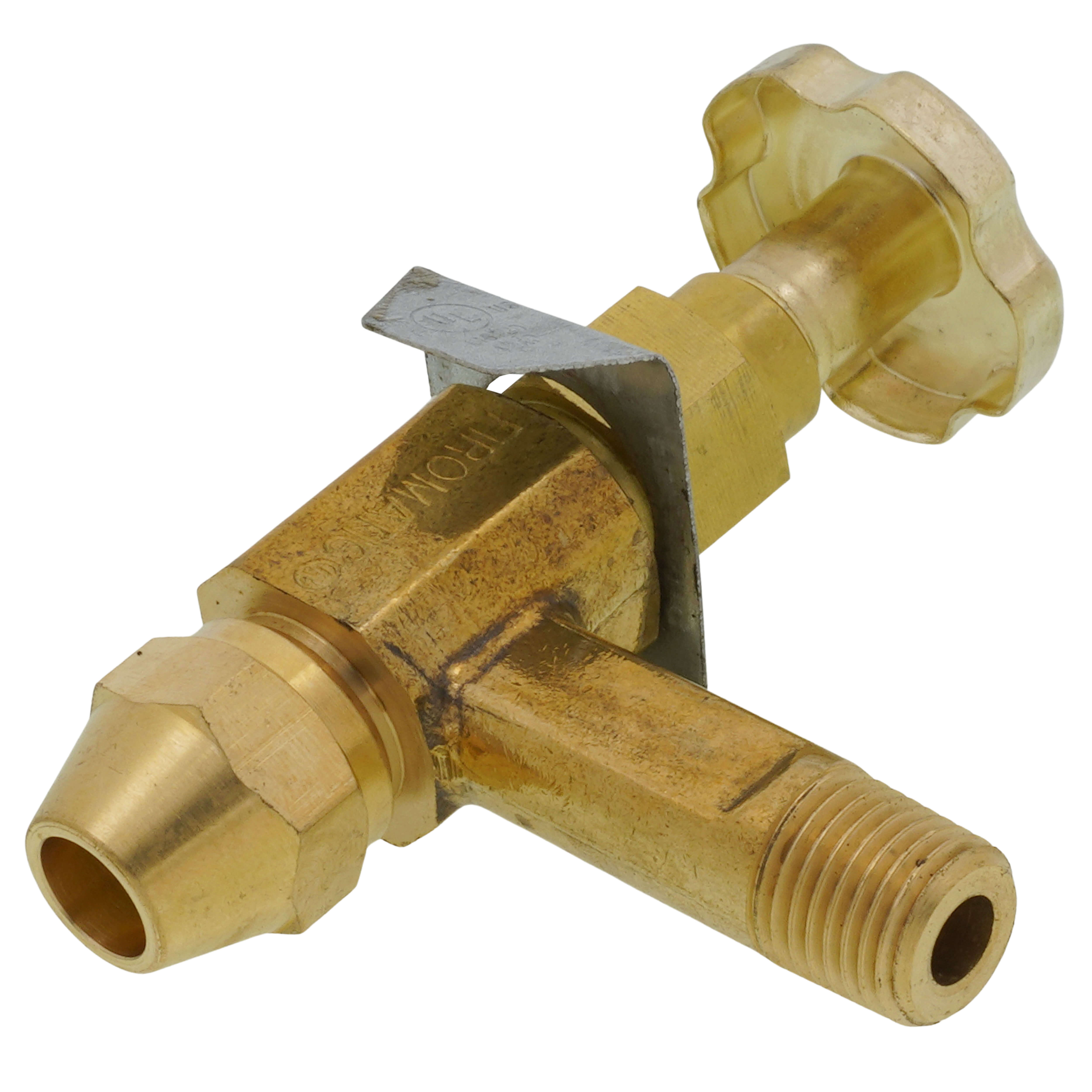 FIROMATIC Firomatic 12930 3/8 ODF Inlet x 1/4 MPT Outlet Fusible Burner Angle Valve 1-1/4 Long