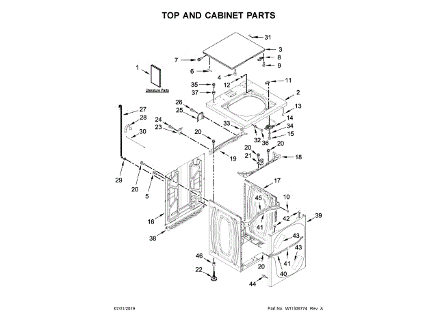 WHIRLPOOL W11312584 AIR CLEANER REPLACEMENT PARTS