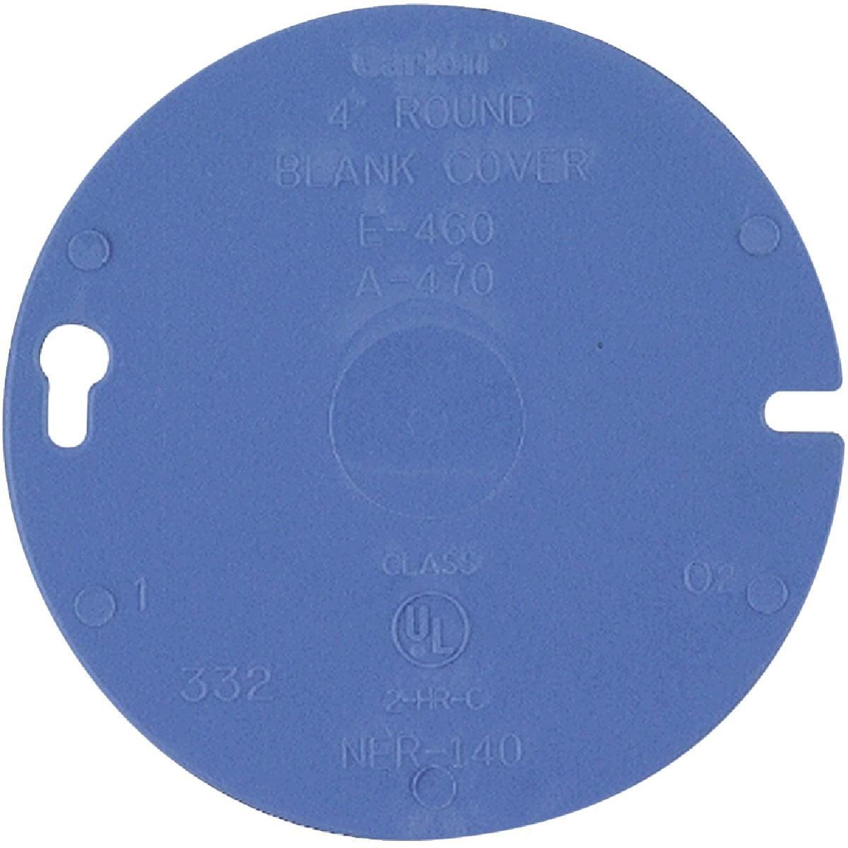 ABB ABB E460RCAR Carlon 4 In. Blank Blue Round Box Cover