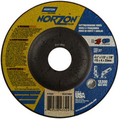 NORTON Norton 66252843324 Depressed Center Wheel 4-1/2 in Dia x 1/8 in THK 7/8 in Center Hole 24 Grit