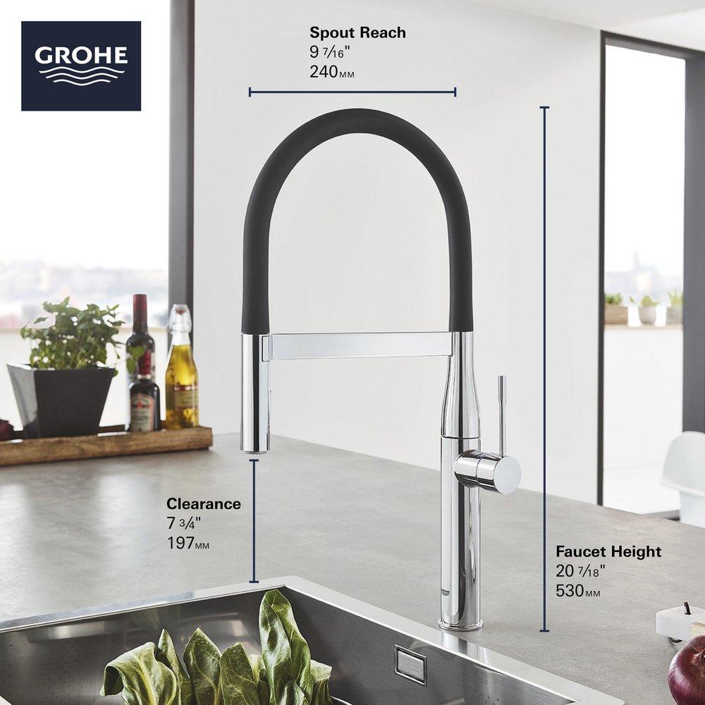 GROHE GROHE 30295A00 Essence New Single Handle Pull Out Kitchen Faucet in Hard Graphite
