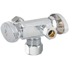 EZ-FLO EZ-FLO 04352LF Dual Outlet/Dual Handle Stop Valve Chrome 5/8 Inch Comp X 3/8 Inch Com