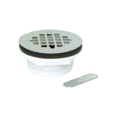 EZ-FLO EZ-FLO 15308 PVC Stainless No-Caulk Replacement Drain Strainer/Stopper For Shower Bathtub With Wrench, 2-Inch Grid