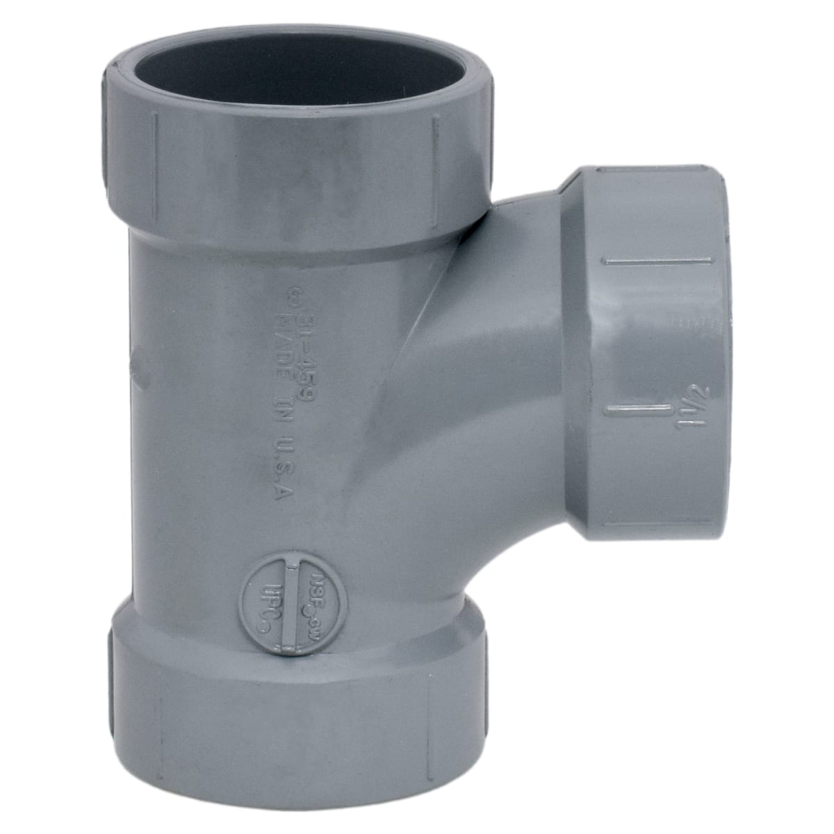 CHARLOTTE PIPE Charlotte Pipe AW004000015C 1-1/2 Sanitary Tee All Hub CPVC Chemical Drainage Fitting