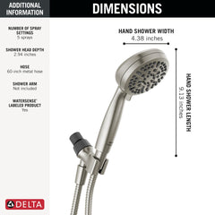 DELTA Delta 75511SN Universal Showering Components: 5 Setting Hand Shower in Spotshield Brushed Nickel